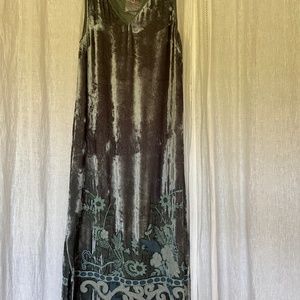 Sundance Long Velvet, Beaded Vintage sleeveless Dress, Sage Green Size Sm.